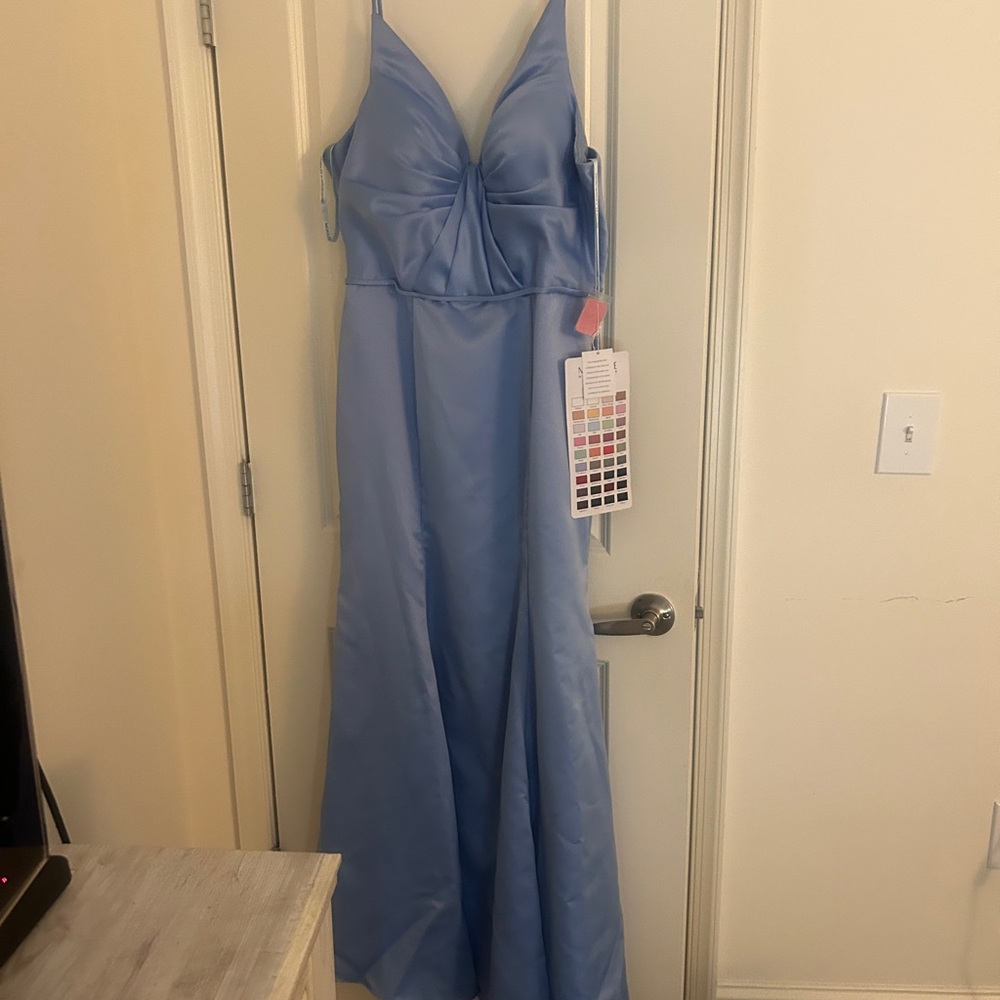 Elegant Light Blue Satin Gown